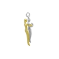 Gros plan du pendentif bicolore en métal poli représentant des figures qui s'enlacent - Style Embrassade Minimaliste Ton Divisé (DN251118-L) / Pendentif Seul (Sans Chaîne)