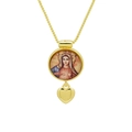 Détail du collier plaqué or 18K avec médaillon Vierge Marie et pendentif cœur - Vierge Marie Cœur (DN251121-J)