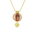 Détail du collier plaqué or 18 carats avec portrait de Guadalupe et pendentif cœur - Vierge de Guadalupe Cœur (DN251121-M)