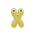 Puffy bubble style 26 alphabet letter X charm in glossy gold finish for DIY jewelry - Bubble Letter X(DB250708-X) Pendant Only (Without Chain) / Gold