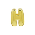 Macro detail of a 3D bubble letter H charm in polished gold finish for DIY jewelry - H (DB250518-H) Pendant Only (Without Chain) / Gold