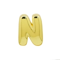 Macro shot of 3D balloon style golden letter N pendant with a polished mirror finish - N (DB250518-N) Pendant Only (Without Chain) / Gold