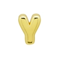 Detailed close-up of a polished gold letter Y pendant with smooth mirror finish surface - Y (DB250518-Y) Pendant Only (Without Chain) / Gold