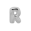 Polished silver letter R bubble balloon style 3D metal charm for DIY jewelry making - Bubble Letter R(DB250708-R) Pendant Only (Without Chain) / Silver