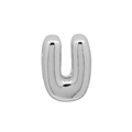 3D bubble letter U charm in silver polished metal for DIY bracelets and necklaces - Bubble Letter U(DB250708-U) Pendant Only (Without Chain) / Silver