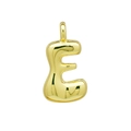 Polierter goldener 3D-Buchstabe E Anhänger im glatten Ballon-Stil mit Metall-Finish - E Anhänger Ohne Kette (DN2509010-E) Gold