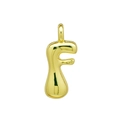 Goldener Anhänger Buchstabe F im Ballon-Stil mit poliertem Hip-Hop 3D-Metall-Finish - F Anhänger Ohne Kette (DN2509010-F) Gold