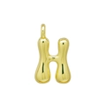 Goldener 3D-Blasenbuchstabe H Anhänger mit poliertem Spiegelglanz für Ketten - H Anhänger Ohne Kette (DN2509010-H) Gold
