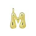 Polierter goldener Bubble-Buchstabe M Anhänger mit glatter Oberfläche für Halsketten - M Anhänger Ohne Kette (DN2509010-M) Gold