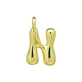 3D Goldener Buchstabe H Puffy Anhänger für Hip-Hop DIY-Halsketten und Taschen - N Anhänger Ohne Kette (DN2509010-N) Gold