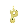 Anhänger Buchstabe p im Bubble-Stil, goldglänzend poliert für DIY-Halsketten und Taschen - P Anhänger Ohne Kette (DN2509010-P) Gold
