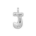 3D-Blasenbuchstabe J Anhänger in poliertem Silber für DIY-Halsketten oder Taschen - J Anhänger Ohne Kette (DN2509010-J) Silber
