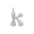 Glänzend silberner 3D Bubble Buchstabe K Anhänger mit polierter Metalloberfläche - K Anhänger Ohne Kette (DN2509010-K) Silber