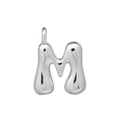 Polierter silberner 3D-Ballon-Buchstabe M Anhänger für Halsketten und Taschen - M Anhänger Ohne Kette (DN2509010-M) Silber