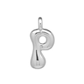 Silberner Ballon-Buchstabe P Anhänger mit hochglanzpolierter Oberfläche für Halsketten - P Anhänger Ohne Kette (DN2509010-P) Silber