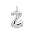Silberner ABC-Anhänger Buchstabe Z im Ballon-Stil mit polierter Chrom-Oberfläche - Z Anhänger Ohne Kette (DN2509010-Z) Silber