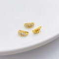 Connettore fiore farfalla placcato oro 18K con zirconi per bracciali di perle fai da te - Tre Zirconi 18K 4*8mm (5207591226209)