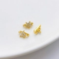 Set di tre distanziatori a fiore placcati in oro con zirconi bianchi per creazione gioielli - Fiore in Zircone Marquise 18K 7mm (5207591226211)