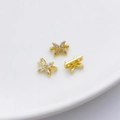 Distanziatori a fiore placcati oro 18K con zirconi per creazione gioielli fai da te - Fiore a Quattro Petali 18K 7.5mm (5207591226215)