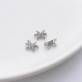 Distanziatori a fiore in argento con zirconi per gioielli e bracciali fai da te - Fiore a Quattro Petali Argento 7.5mm (5207591226216)