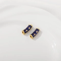 Blauw geëmailleerde 18K vergulde cloisonné bloemkraal voor DIY armband sieraden maken - Hemelse Zegen Patroon Stijl / 6x22mm