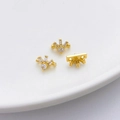 Orecchini a ventaglio a semicerchio placcati oro 18K con pietre di zircone lucide - Forma a Ventaglio 18K 7.5*8mm (5207591226221)