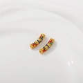 18K vergoldete Cloisonné-Blumen-Biegeperle für DIY-Schmuckwebereien und Armbänder - Blau Gestreifte Blume Stil