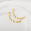 Mattierte Creolen aus 18K Gold in Bambusform mit realistischer Textur und Knoten - Mattgold Bambus Stil