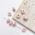 Roze kersenbloesem keramische kralen met glanzend glazuur voor DIY armbanden maken - Donutvorm 10mm