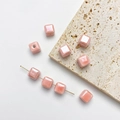 Handgemaakte perzikroze keramische vierkante kraal met zilveren detail voor DIY-sieraden - Roze Vierkant 8mm
