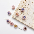 Roze vierkante keramische kralen met kleurrijke oogpatronen voor DIY-sieraden maken - Roze Vierkant Nr.2 8mm