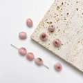 Pink ceramic tulip square beads with reddish-brown specks for DIY jewelry making - Pink Cylinder 7*9mm