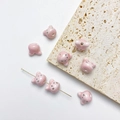 Pink ceramic pig-shaped beads with glossy glaze for handmade DIY jewelry bracelets - Little Rabbit 11*12mm