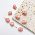 Pink ceramic rabbit beads for DIY jewelry making with cute carved animal details - Pink Rabbit 13*13mm