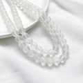 Translucent white glass beads with gold Mantra engraving for DIY jewelry making - 10mm / White