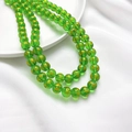 Translucent emerald green glazed beads with golden Six-Syllable Mantra for DIY jewelry - 8mm / Green