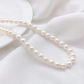 Elegante natuurlijke zoetwaterparelketting op witte zijde voor DIY-sieraden maken - Uivorm (8-9mm)