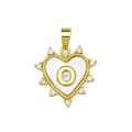 Golden heart pendant with letter O, white shell inlay and zircon accents - Gold, Letter O Only (Without Chain)