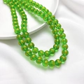 Translucent emerald green beads with gold Six-Syllable Mantra for jewelry DIY - Green