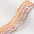 Natuurlijke zoetwater rijstparels in perzik en lavendel voor DIY sieraden maken - Paarse Rijstvorm (5-6mm)