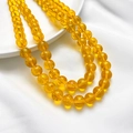Translucent yellow glass beads with golden mantras for DIY jewelry making - Yellow 10mm