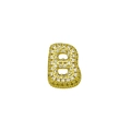 Golden hip hop letter B pendant with micro-pave white cubic zirconia stones - Letter B / Gold
