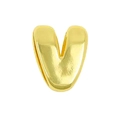 Golden 3D puffy letter V charm with polished finish for DIY alphabet jewelry - Gold / Alphabet V (Pendant Only (Without Chain)) (DB251004-V)