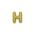Chubby letter H pendant in gold plating with pavé cubic zirconia and beaded edges - Letter H / Gold