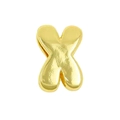 Polished gold 3D alphabet X charm pendant with minimalist rounded edges for DIY bracelets - Gold / Alphabet X (Pendant Only (Without Chain)) (DB251004-X)