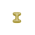 Golden hip hop style letter I pendant with micro-paved cubic zirconia for DIY necklaces - Letter I / Gold