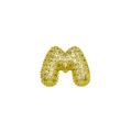Chubby M letter pendant in gold finish with micro-paved sparkling cubic zirconia - Letter M / Gold