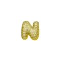 Chubby hip hop DIY gold pendant with pave-set zircon stones in letter N design - Letter N / Gold