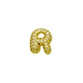 Chic gold-plated pave cubic zirconia bubble letter r pendant for DIY necklaces - Letter R / Gold