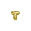 Chubby hip hop DIY pendant featuring letter T with paved cubic zirconia stones in gold finish - Letter T / Gold